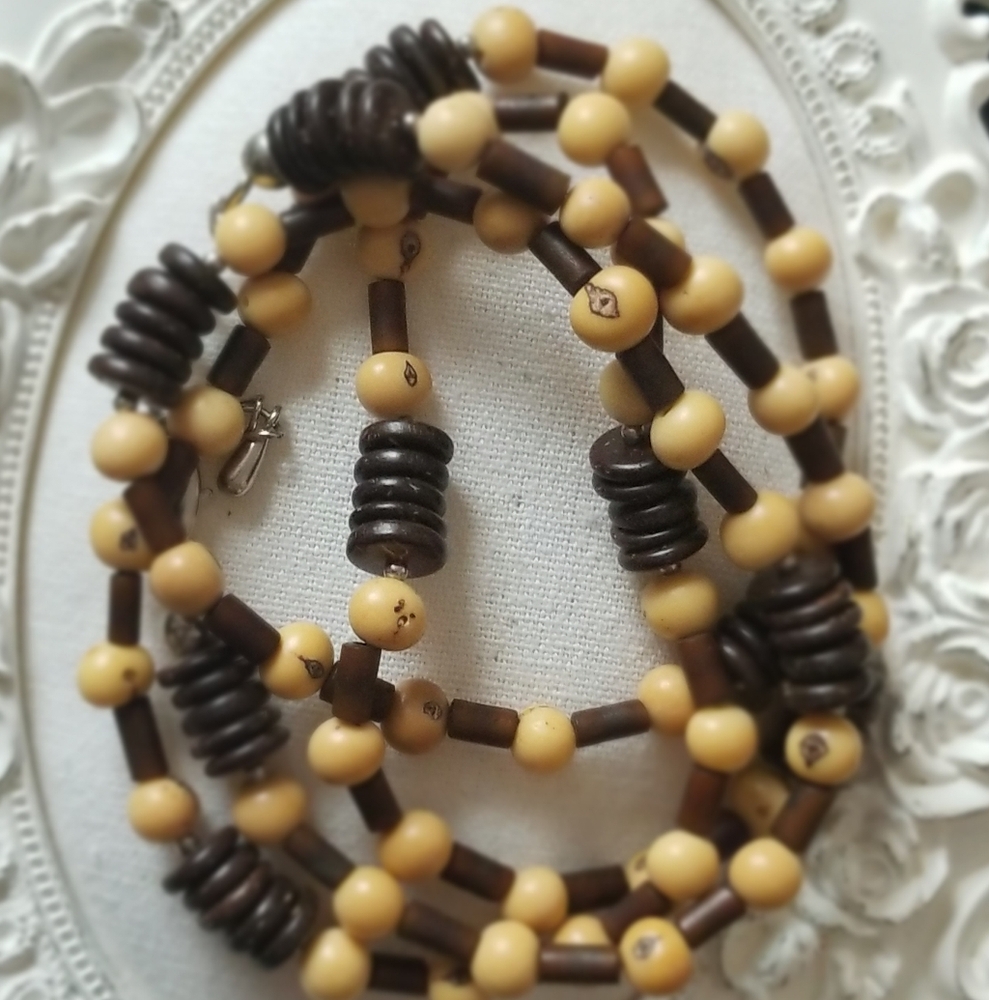 Long Natural Seed Bead Necklace